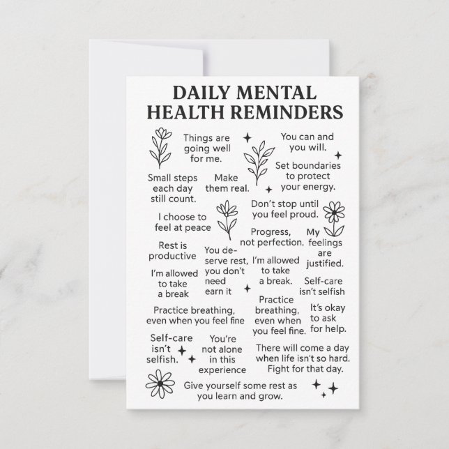 Daily Mental Health Reminders Thank You Card (Front)