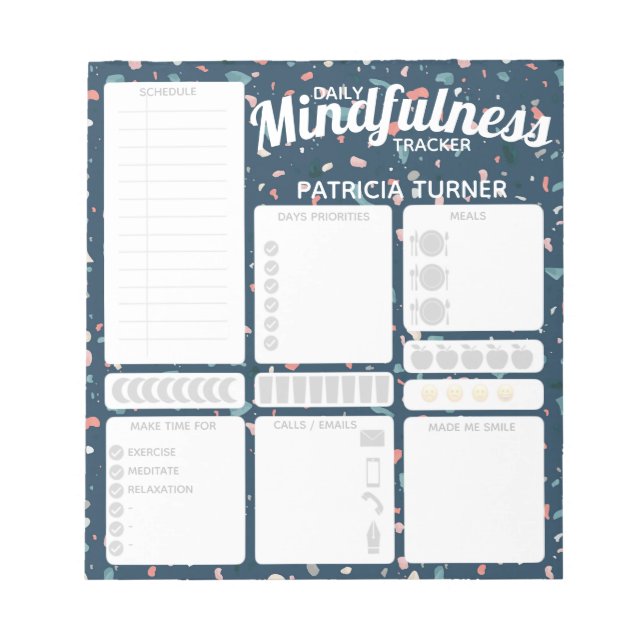 Daily Mindfulness habit tracker Notepad (Front)