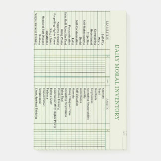 Daily Moral Inventory Card Post-It Notes