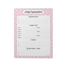 Daily Organisation - Pink Gingham Notepad