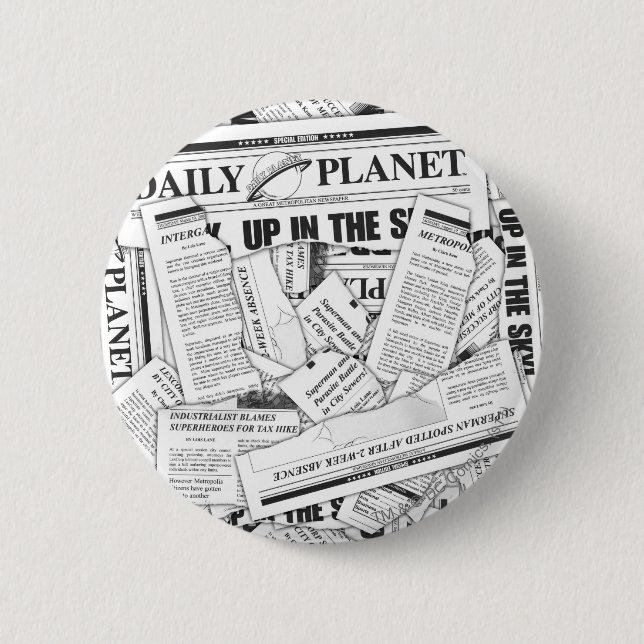 Daily Planet Pattern - White 6 Cm Round Badge (Front)