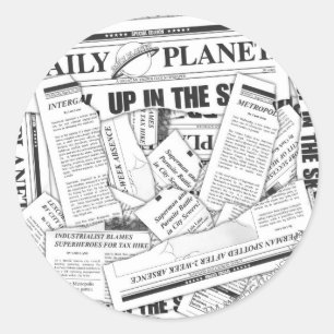 Daily Planet Pattern - White Classic Round Sticker