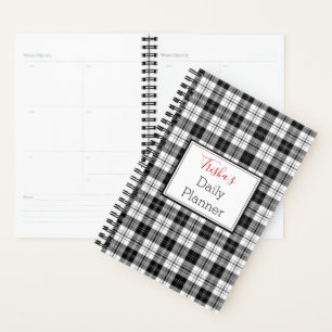 Daily Planner - Black & White Plaid - HAMbWG