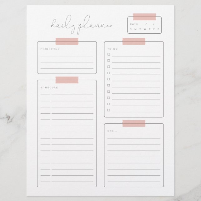 Daily Planner Calender Page Custom Letterhead (Front)