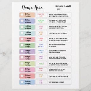 Daily Planner Chart Kids Schedule Star Wall Flyer