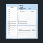 Daily Planner Chic Script Light Blue Notepad<br><div class="desc">Daily Planner features To Do List,  schedule,  notes and self-care boxes.</div>