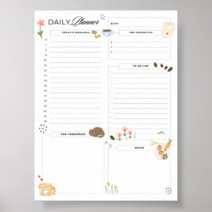Daily Planner Cosy Home One Page Daily Schedule Poster