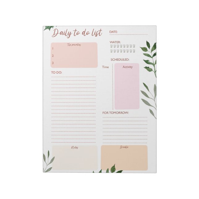 Daily Planner Custom Text and Accent Colour Notepa Notepad (Rotated)