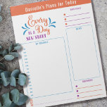 Daily Planner Every Day Quote Goals Notes Schedule<br><div class="desc">Personalised Daily Planner in orange blue and violet with sections for your schedule,  notes,  goals and reminders. It is lettered with a motivational quote .. "Every day is a new start". This tear away notepad is printed on each page to last you for 40 days.</div>