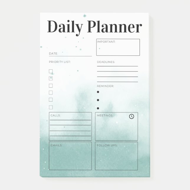 Daily Planner Organiser To Do List Modern Post-it Notes (Front)