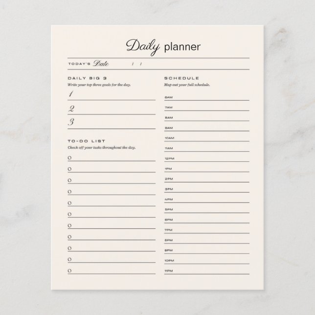 Daily planner page (Front)