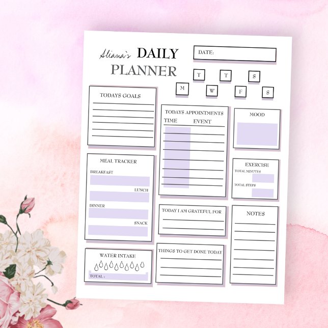 Daily Planner Purple Schedule Notes and To Do List (Creator Uploaded)