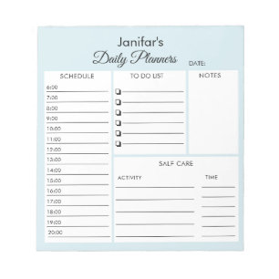Daily Planner Script Light Blue Notepad