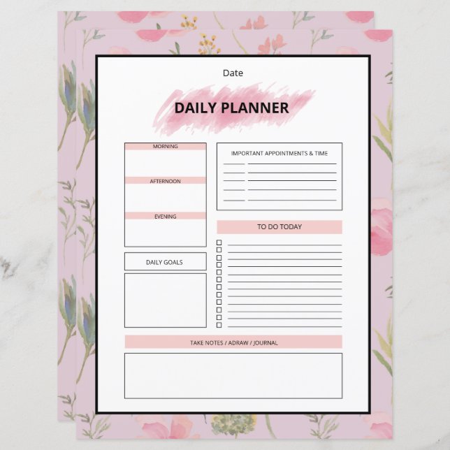 Daily Planner Template (Front/Back)