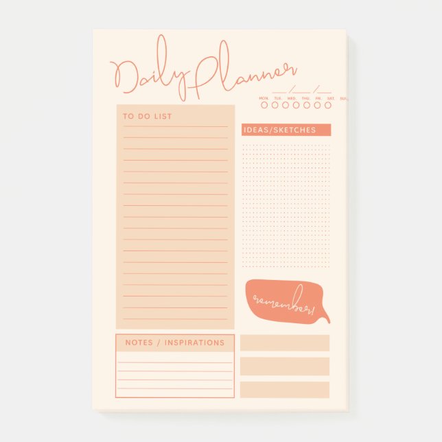 Daily Planner To Do List Modern Design Post-it Not Notes (Front)