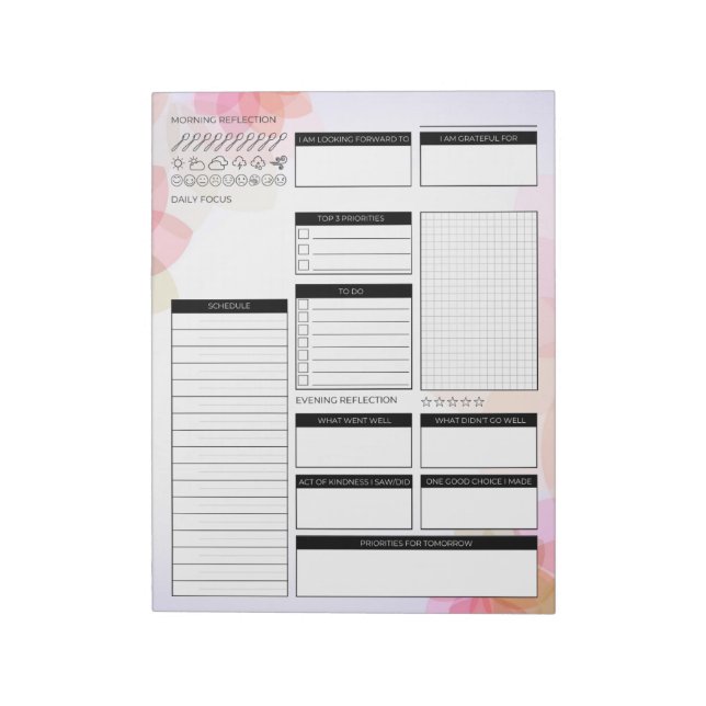 Daily Planner Undated Notepad (Rotated)