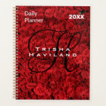 Daily Planner with Monogram - Red Roses<br><div class="desc">Personalised Daily planner has beautiful red roses basking as background design. The monogram has a black initial and white lettering for the name. Back of the planner has room for 4 photographs that you download. This beautiful design has matching accessories available separately. The matching accessories can be found as brand...</div>