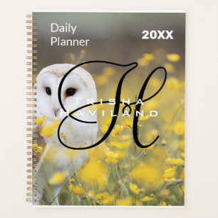 Daily Planner with Monogram - White Owl