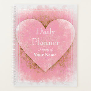 Daily Planner with Pink Faded Heart Design HAMbWG