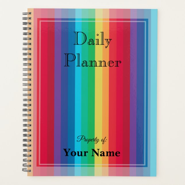 Daily Planner with Rainbow Colour Stripes - HAMbWG (Front)