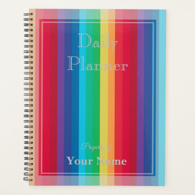 Daily Planner with Rainbow Colour Stripes - HAMbWG (Front)