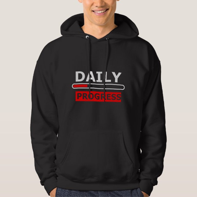 Daily Progress Motivational Hoodie – Red Smile (Front)