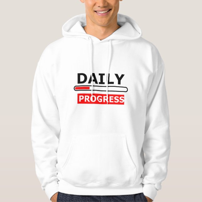 Daily Progress Motivational Hoodie – Red Smile (Front)