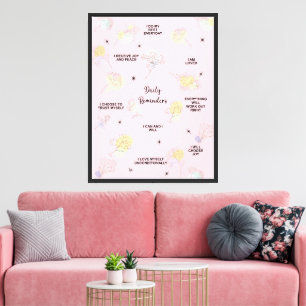 Daily Reminders Boho Floral Positive Affirmations Canvas Print