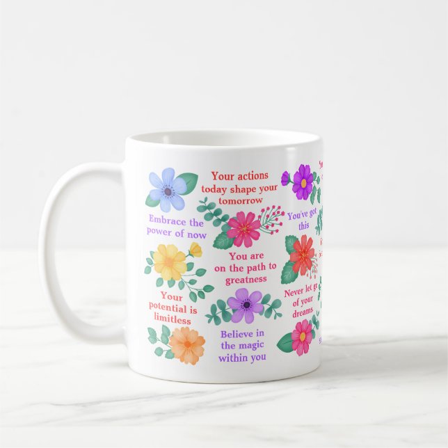 Daily Reminders Positive Motivational Affirmation  Coffee Mug (Left)