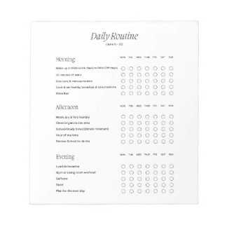 Daily Routine notepad