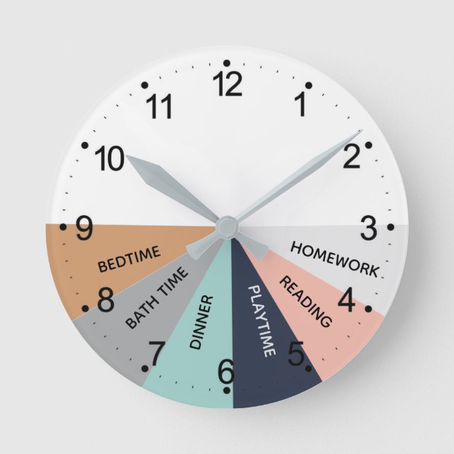 Daily Schedule Colours Round Clock  (Front)