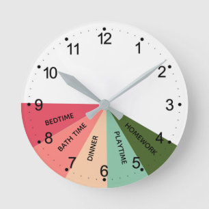 Daily Schedule Colours Round Clock