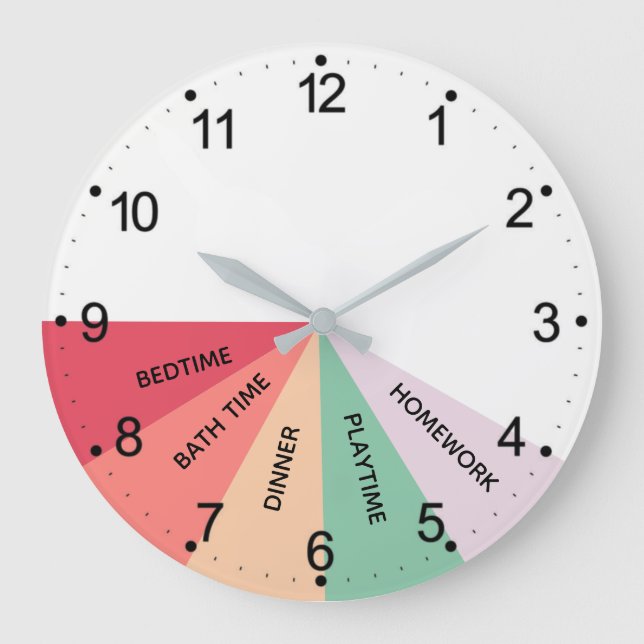 Daily Schedule Colours Round Clock (Front)