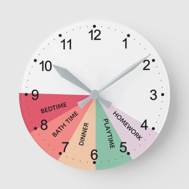 Daily Schedule Colours Round Clock (Front)