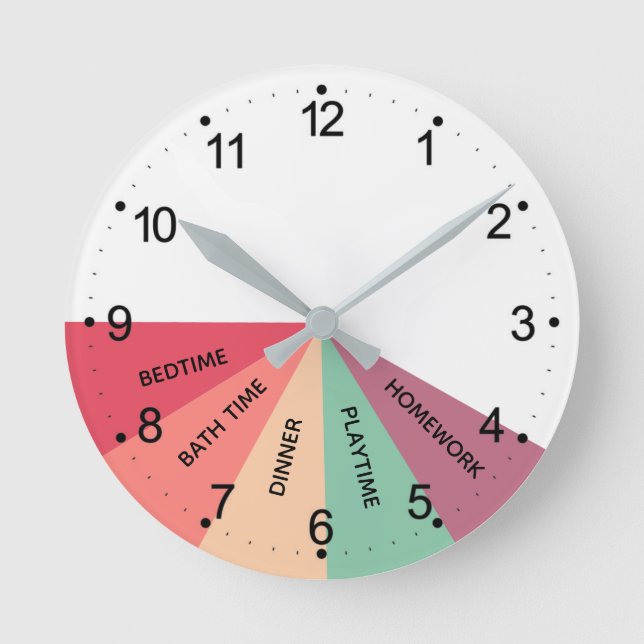 Daily Schedule Colours Round Clock (Front)