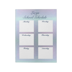 Daily school planner schedule blue ombre notepad