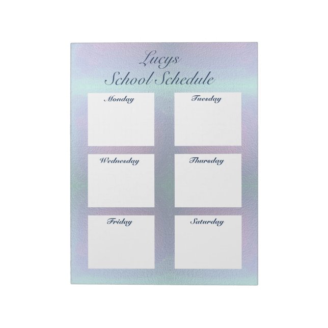 Daily school planner schedule blue ombre notepad (Rotated)