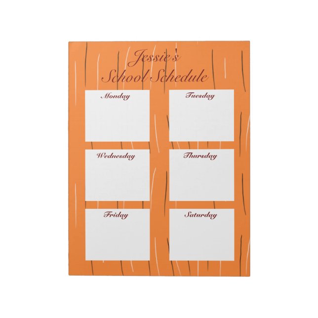Daily school planner schedule orange notepad (Rotated)