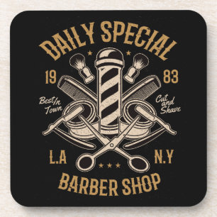Daily Special Barber Shop LA NY Cut and Shave Coaster
