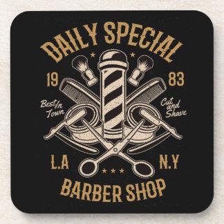 Daily Special Barber Shop LA NY Cut and Shave Coaster