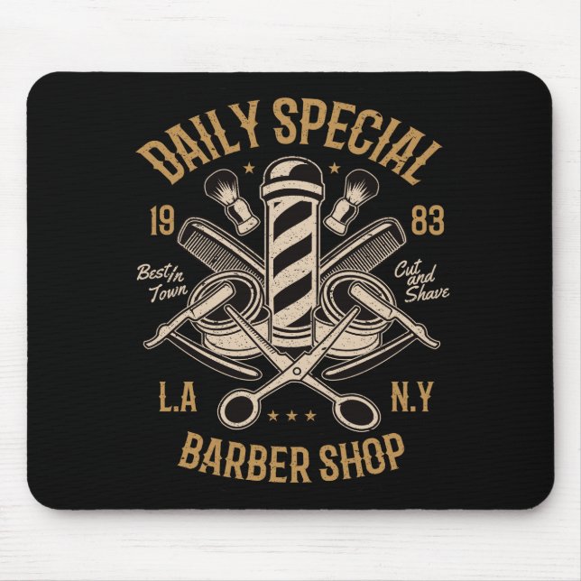 Daily Special Barber Shop LA NY Cut and Shave Mouse Pad (Front)