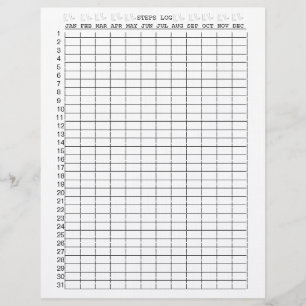 Daily Steps Log Sheets for Months for the Year Custom Letterhead