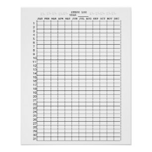 Daily Steps Log Sheets for Months of the Year Poster