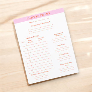 Daily To-Do List Academic Planner College Student