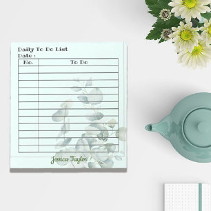Daily To Do List Eucalyptus Botanicals Custom Name Notepad