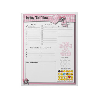 Daily to do list - Pink Ribbons and skulss Notepad