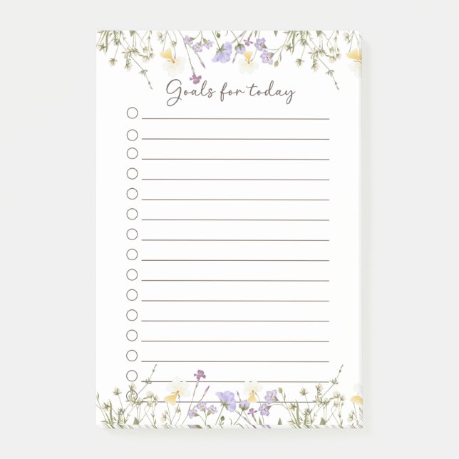 Daily to do list, Priorities list Floral  Post-it Notes (Front)