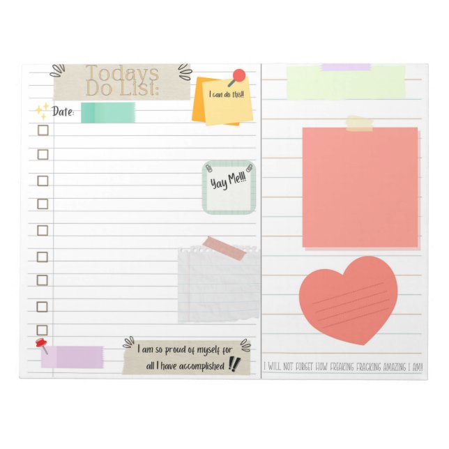 Daily To-Do List with affirmations , sticky notes  (Front)