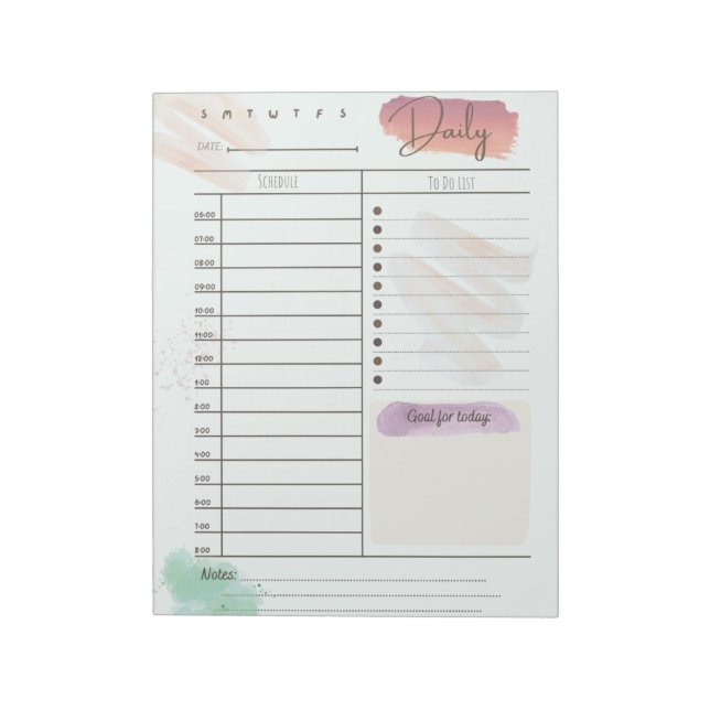 Daily To-Do Notepad (Rotated)