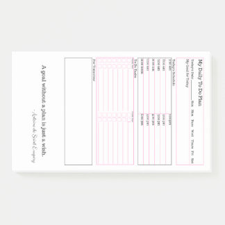 Daily To Do Planner in Pink, White & Black Post-it Notes